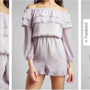 NEW - Express Floral Metallic Off-Shoulder romper